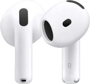 Apple AirPods 4 Wireless Earbuds, Bluetooth Headphones, Personalized Spatial Audio, Sweat and Water Resistant, USB-C Charging