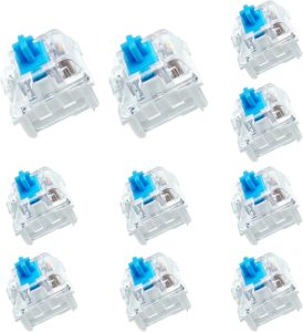 BlingKingdom 10 PCS Blue Switch Replacement 3 PIN Mechanical Keyboard Switches, Clicky, Accurate Typing, Dustproof, LED Keybo