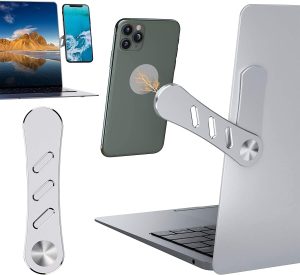 DK177 Magnetic Phone Holder, Laptop or Desktop Monitor Side Mount Phone Holder, Slim Portable Foldable Computer Expansion Bra