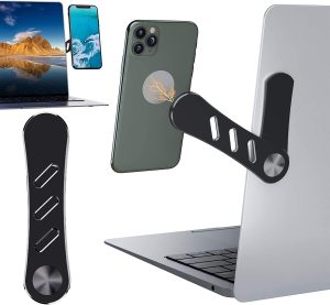 DK177 Magnetic Phone Holder, Laptop or Desktop Monitor Side Mount Phone Holder, Slim Portable Foldable Computer Expansion Bra