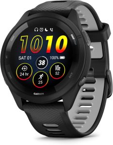 Garmin Forerunner 265 Running Smartwatch, Colorful AMOLED Display, Training Metrics and Recovery Insights, Black and Powder G