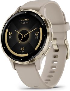 Garmin Venu 3S Soft Gold Stainless Steel Bezel 1.2-Inch AMOLED Touchscreen Display Smart Watch, Garmin Connect, Phone Support