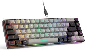 GEODMAER 65% Gaming Keyboard, Wired Backlit Mini Keyboard, Ultra-Compact Anti-Ghosting No-Conflict 68 Keys Membrane Gaming Wi