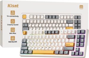 Kisnt KN85 Wireless Mechanical Gaming Keyboard, 75% Layout, RGB, Hot Swappable, Bluetooth/USB-C