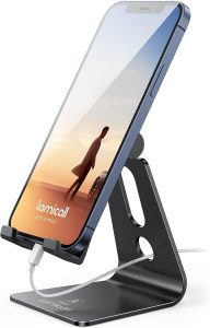 Lamicall Adjustable Cell Phone Stand, Desk Phone Holder, Cradle, Dock, Compatible with iPhone 17 16 15 14 Air Plus Pro Pro Ma