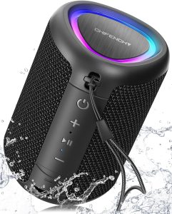 Portable Bluetooth Speaker Beach Essentials: Powerful Crystal Clear Sound/Dynamic Light/IPX5 Waterproof/All Day Playtime/Wire
