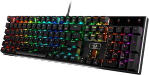 Redragon K556 RGB LED Backlit Wired Mechanical Gaming Keyboard, Aluminum Base, 104 Keys