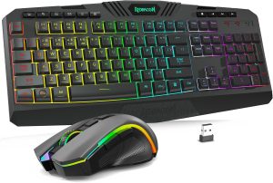 Redragon S101M-KS Gaming Keyboard and Mouse Wireless Tri-Mode, RGB, 4800 DPI Gaming Mouse