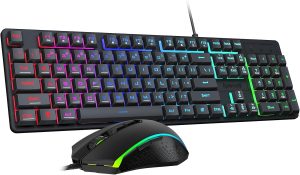 Redragon Updated S107 Gaming Keyboard and Mouse, RGB Gaming Keyboard and 10000 DPI Mouse Combo with 25-Key Anti-Ghosting, 1K