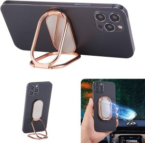 Rimyam Phone Ring Holder Finger Kickstand Foldable Cellphone Back Stand 360° Rotation Metal Grip Holder for Magnetic Car Moun