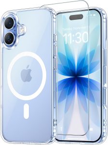 Temdan for iPhone 17 Case Clear with Screen Protector, Compatible with Magsafe, Anti-Yellowing, Military-Grade Protection, Sh