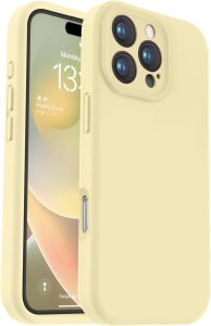 Vooii Compatible with iPhone 16 Pro Max Case, Liquid Silicone, Camera Protection, Cream Yellow