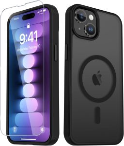 YENAPOON for iPhone 15 Case, iPhone 14/13 Case, Matte Magnetic Phone Cover [with 1 Screen Protector] [Support for MagSafe] [S