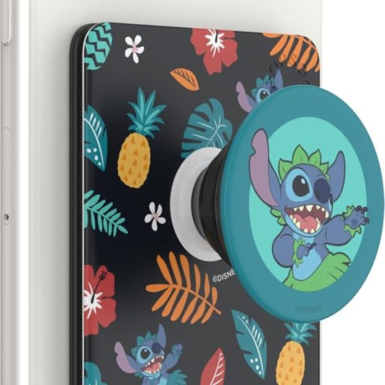 Adhesive Phone Wallet and Card Holder with Grip, Tropical Pattern - Blue