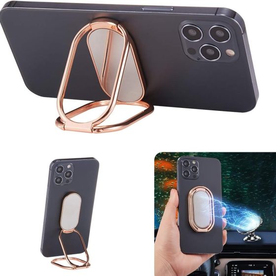 Phone Ring Holder Finger Kickstand Foldable Cellphone Back Stand 360° Rotation Metal Grip Holder for Magnetic Car Moun