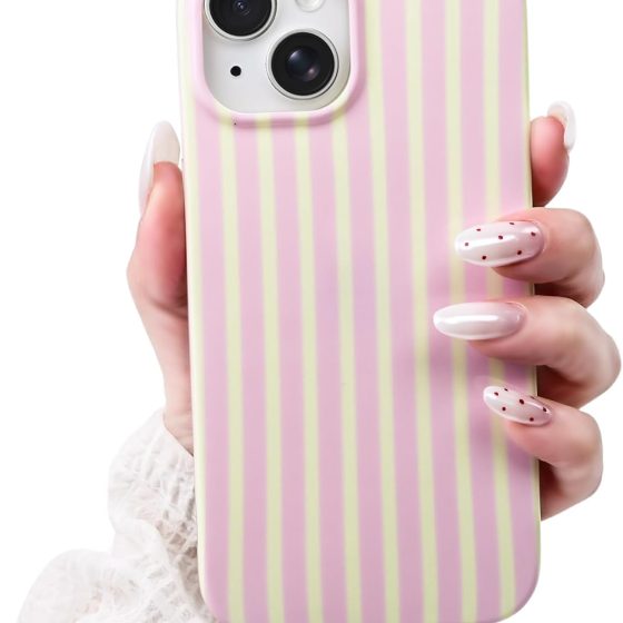 Compatible with iPhone 15 Case,Cute Aesthetic Striped Pattern Cover for Women Girls,Soft TPU Shockproof Protective