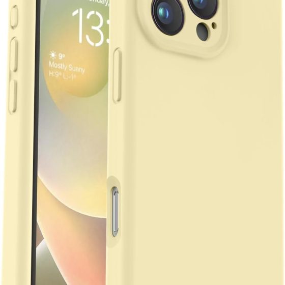 Compatible with iPhone 16 Pro Max Case, Liquid Silicone, Camera Protection, Cream Yellow